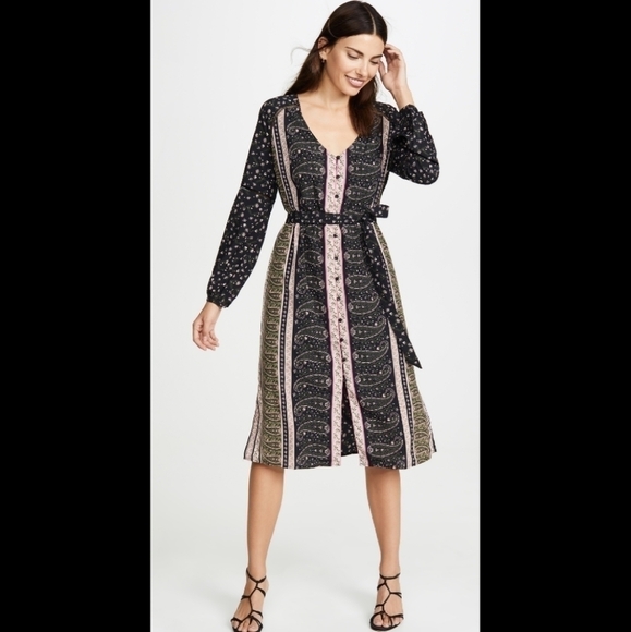 CUPCAKES AND CASHMERE nollie black dress black pink printed small NWT - Picture 2 of 11